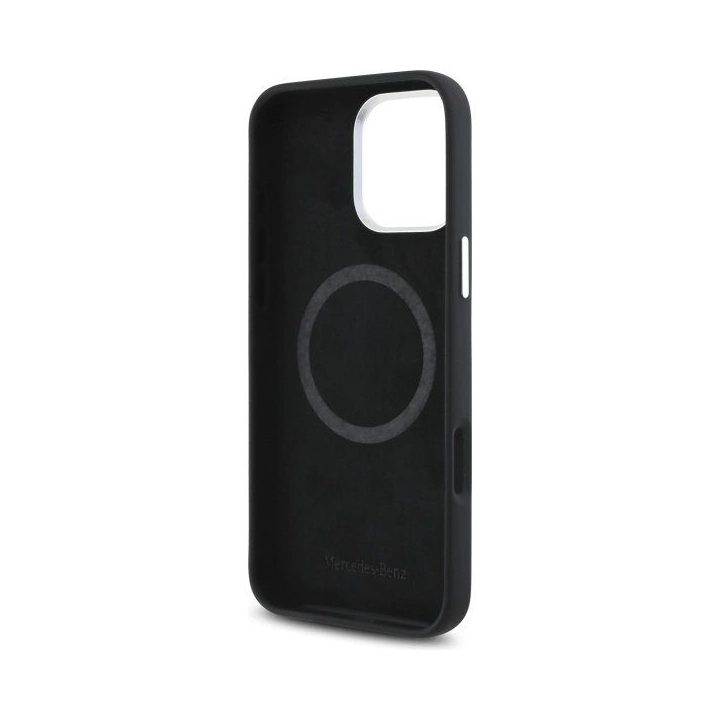 Mercedes silikoninis Tonal Logo medžio rašto MagSafe iPhone 16 Pro Max dėklas - juodas