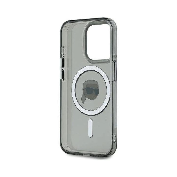 iPhone 15 Pro 6.1 juodas kietas dėklas IML Metal Karl Head MagSafe