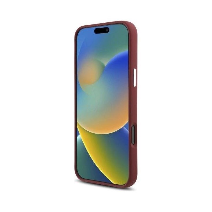Mercedes“ silikono dėklas su balta juosta MagSafe“ iPhone 16 Pro Max“ – raudonos spalvos