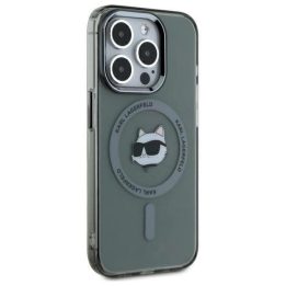 iPhone 15 Pro Max“ 6,7 juodo/juodo įdėklo IML metalinė Choupette Head MagSafe“ dėklas