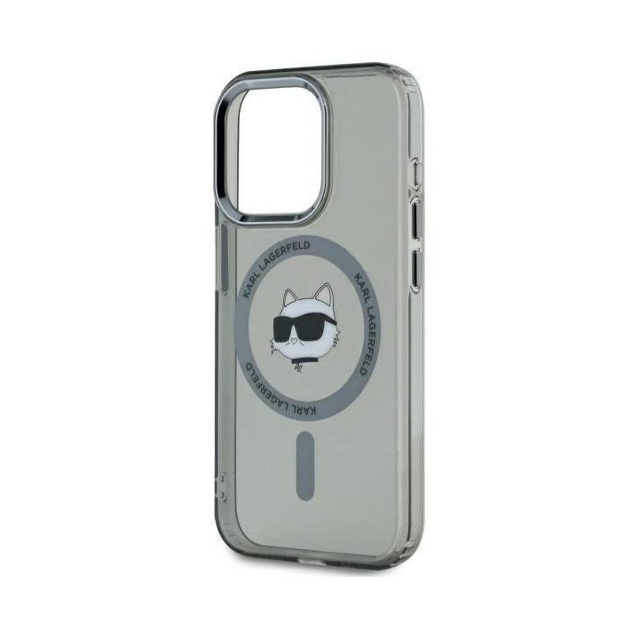 iPhone 15 Pro Max“ 6,7 juodo/juodo įdėklo IML metalinė Choupette Head MagSafe“ dėklas