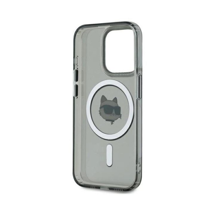 iPhone 15 Pro Max“ 6,7 juodo/juodo įdėklo IML metalinė Choupette Head MagSafe“ dėklas
