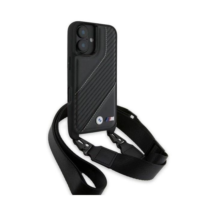 BMW M Edition Stripe & Strap iPhone 16 Plus dėklas – juodas