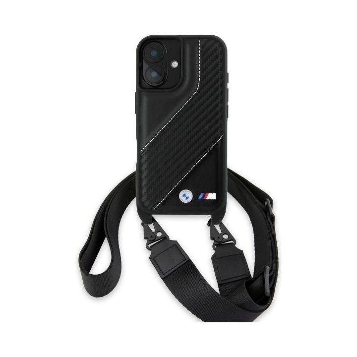 BMW M Edition Stripe & Strap iPhone 16 Plus dėklas – juodas