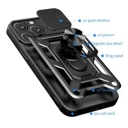 iPhone 16 Pro“ dėklas su kameros uždanga ir atramine kojele – juodas