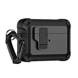 Airpods 4 Pro“ apsauginis dėklas su karabinu – juodas