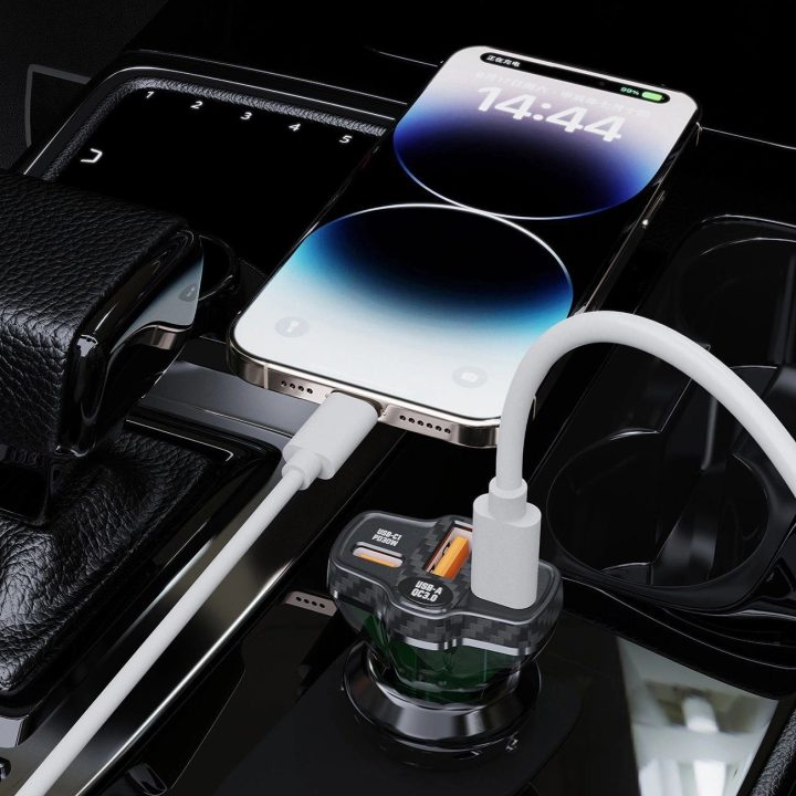 78W automobilio įkroviklis USB A QC - Juodas