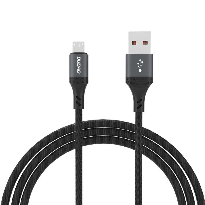 USB-A - MicroUSB“ jungtis, 3A, 1,2 m ilgio pintas juodas kabelis