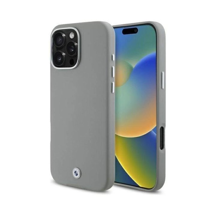 BMW ženklo pilnas metalinis MagSafe“ dėklas iPhone 16 Pro Max“ - pilkos spalvos