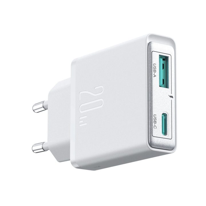 20 W USB C labai plonas sieninis įkroviklis – baltas