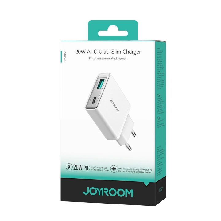 20 W USB C labai plonas sieninis įkroviklis – baltas