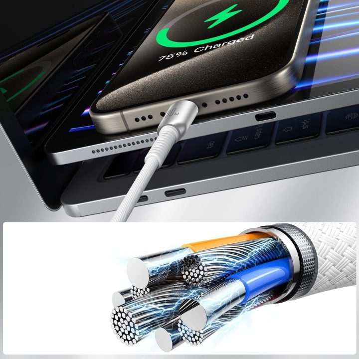 30 W USB-C – Lightning“ kabelis, 1,2 m, pilkas