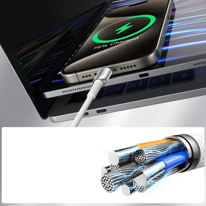 60W USB C laidas 1.2m - pilka