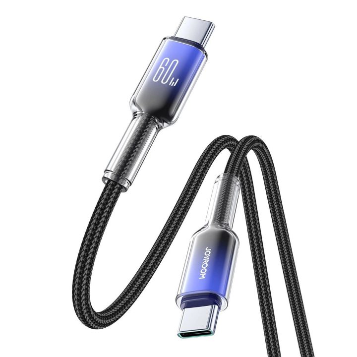 60 W USB C laidas, 1,2 m, juodas