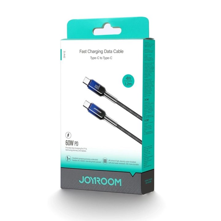 60 W USB C laidas, 1,2 m, juodas