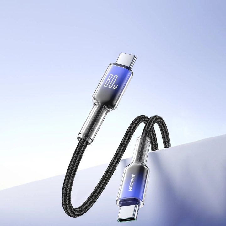 60 W USB C laidas, 1,2 m, juodas