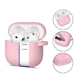 Silikoninis kabliukas su dėklu AirPods 4 - Rožinė