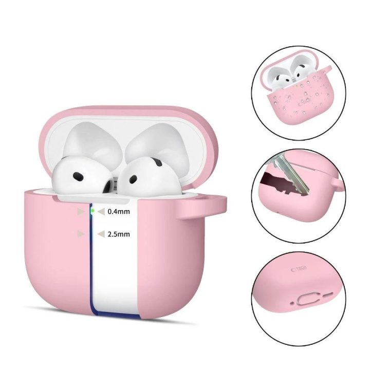 Silikoninis kabliukas su dėklu AirPods 4 - Rožinė