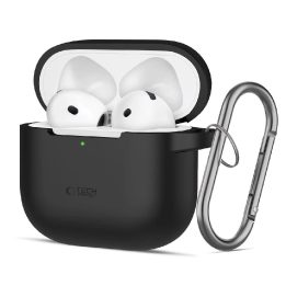 silikoninis dėklas su kabliuku AirPods 4“ - juodas