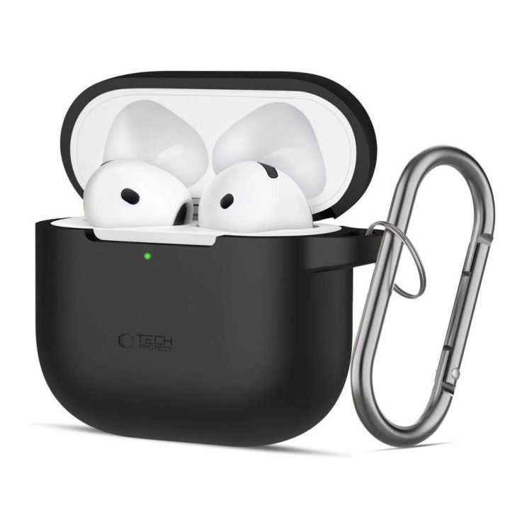 silikoninis dėklas su kabliuku AirPods 4“ - juodas