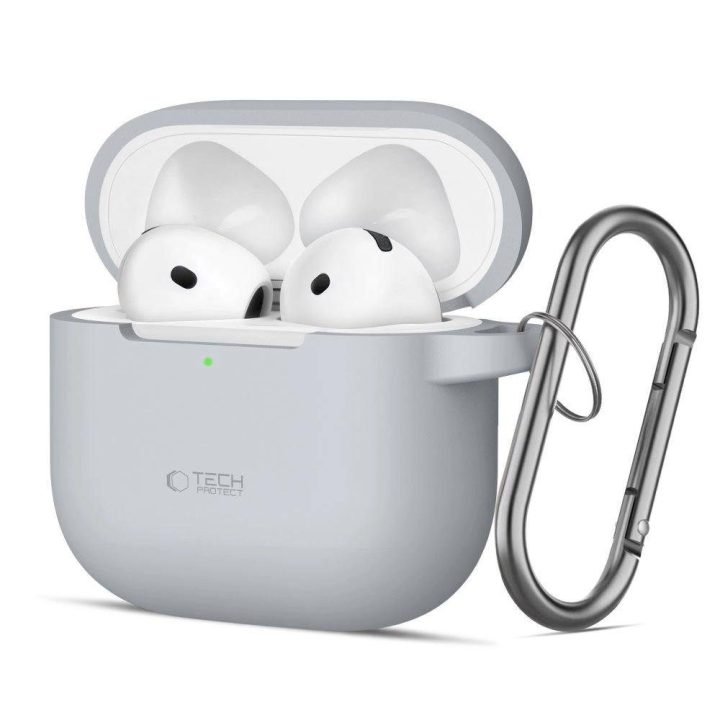 Silikoninis gaubtelis su kabliuku AirPods 4“ - pilkas