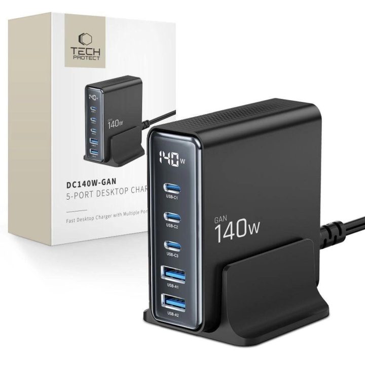 140W PORT PD140W/QC3.0 Įkrovimo stotis - juoda