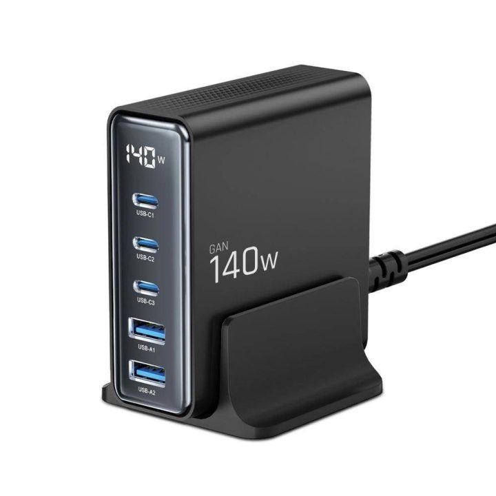 140W PORT PD140W/QC3.0 Įkrovimo stotis - juoda