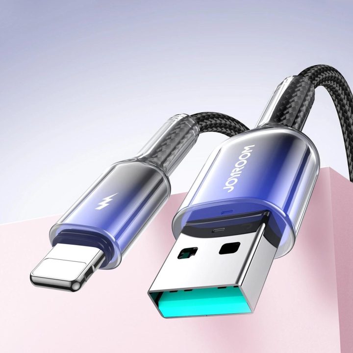 3A USB-A - Lightning kabelis 1.2m - juodas