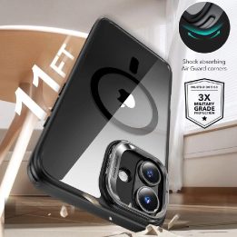 Kilnojamos atramos Halolock MagSafe iPhone 16 Plus“ + Grūdinto stiklo ekrano apsauga – juodos spalvos