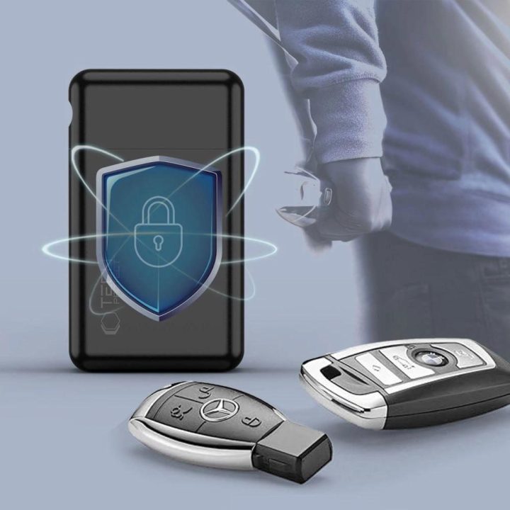 Metalinis automobilio raktelių dėklas su RFID blokavimu - juodas