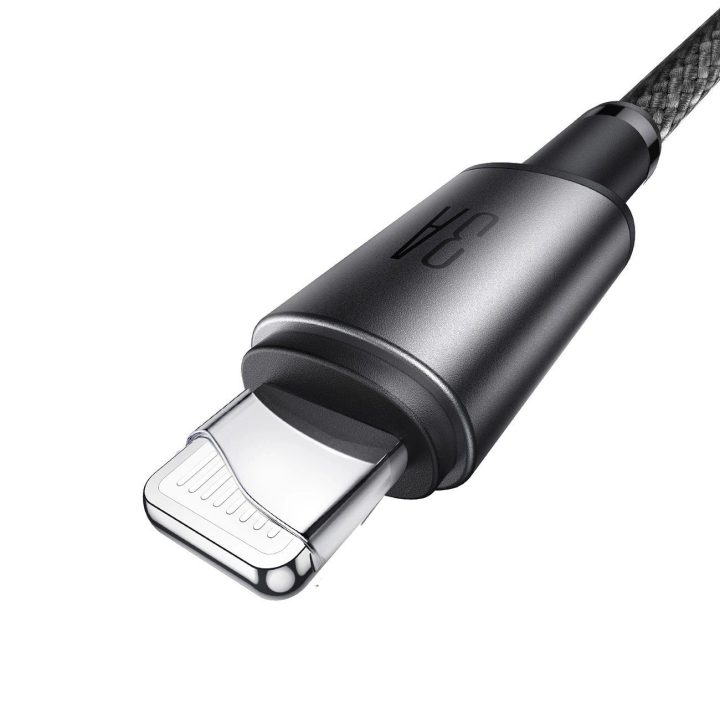 3A USB-A - Lightning“ laidas su magnetiniu organizatoriumi 1,2 m - pilkos spalvos