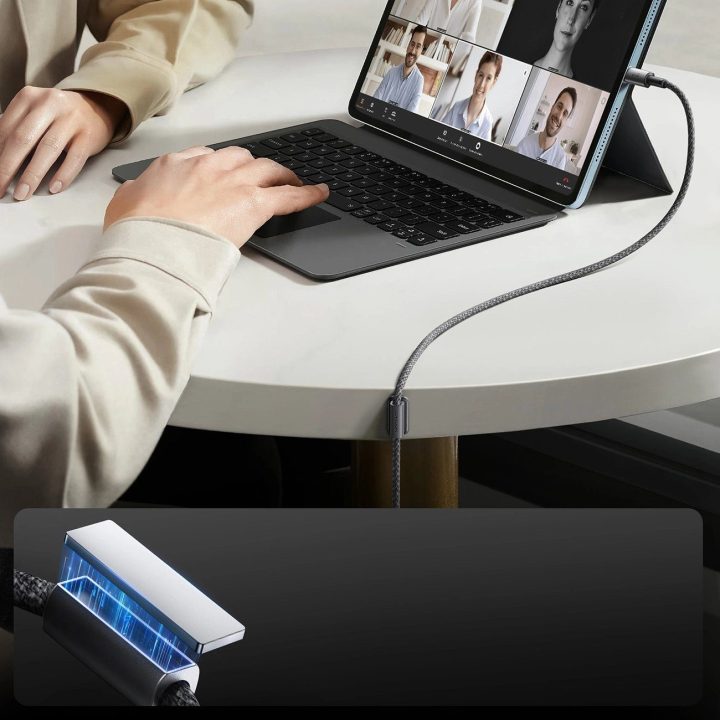 3A USB-A - Lightning“ laidas su magnetiniu organizatoriumi 1,2 m - pilkos spalvos
