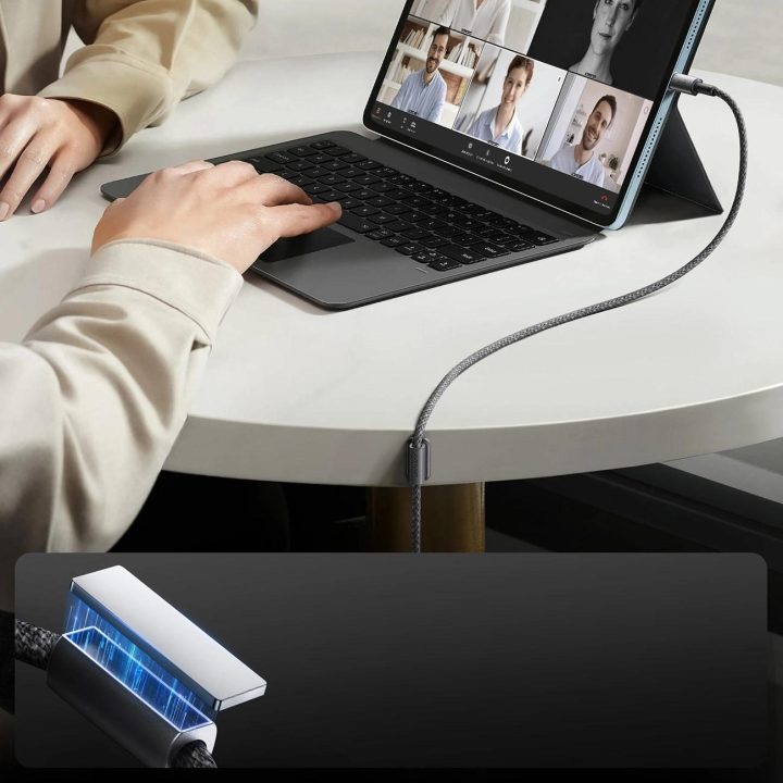 3A USB C laidas su magnetiniu organizatoriumi 1,2 m – pilkas