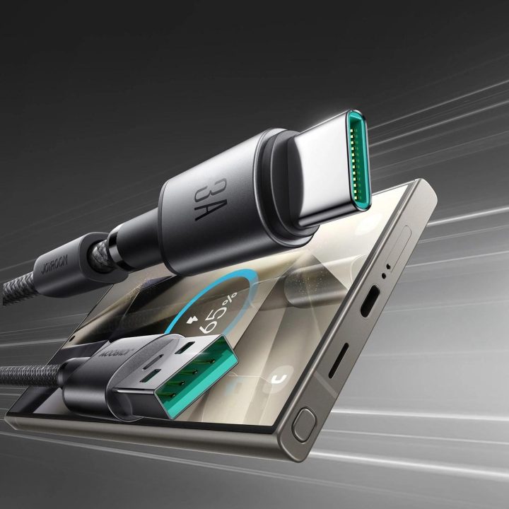 3A USB C laidas su magnetiniu organizatoriumi 1,2 m – pilkas