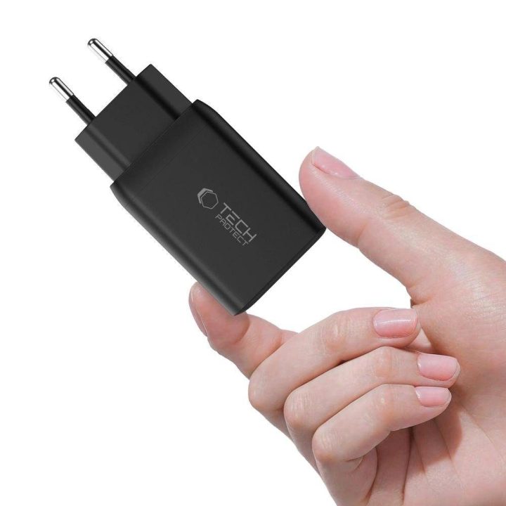 2-PORT PD45W sieninis įkroviklis – juodas