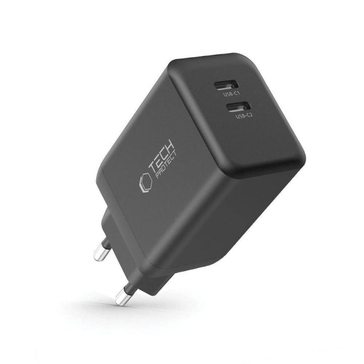 2-PORT PD45W sieninis įkroviklis – juodas