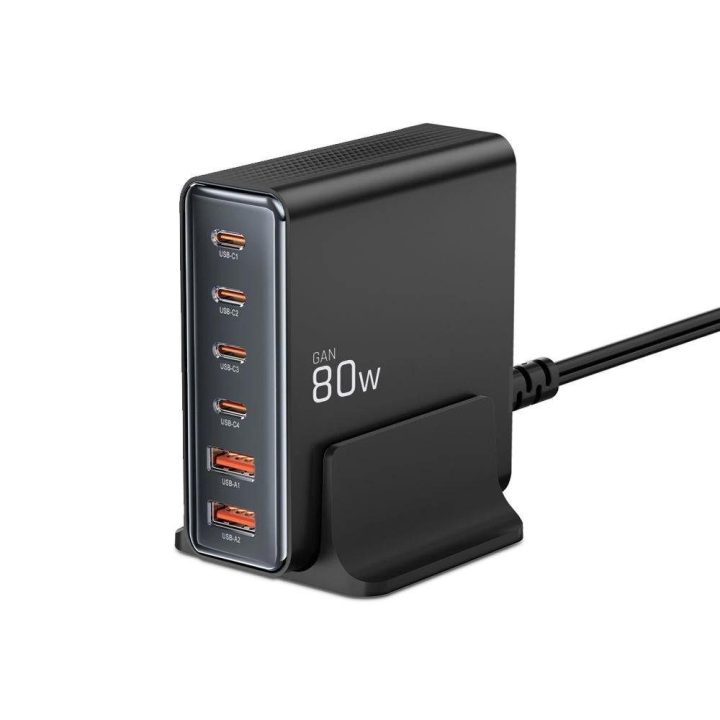 DC80W PORTŲ PD80W/QC3.0 Įkrovimo stotelė – juoda