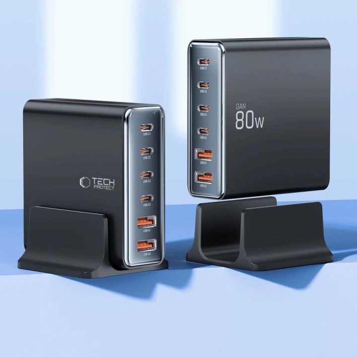 DC80W PORTŲ PD80W/QC3.0 Įkrovimo stotelė – juoda