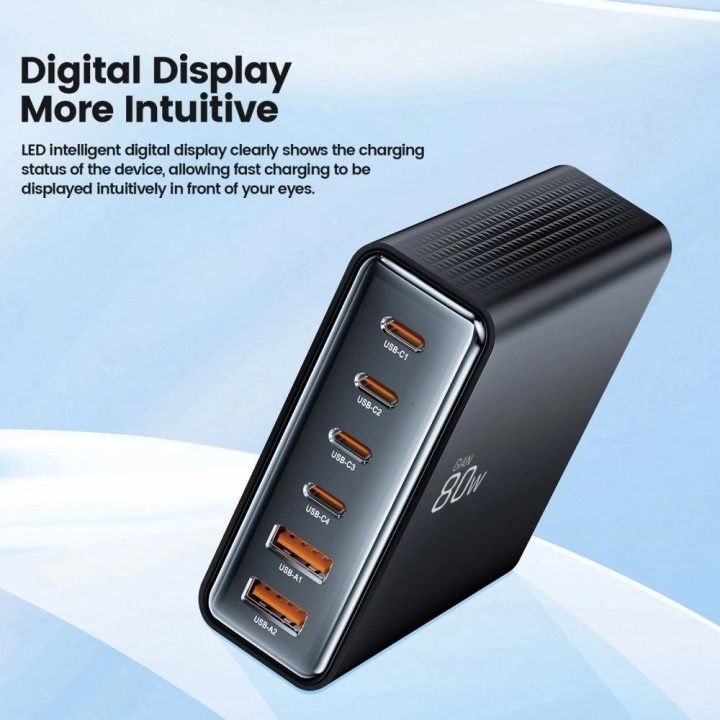 DC80W PORTŲ PD80W/QC3.0 Įkrovimo stotelė – juoda