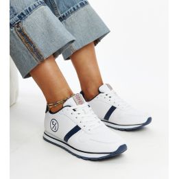Jūrinės mėlynos ir baltos spalvos moteriški kedai CROSS JEANS