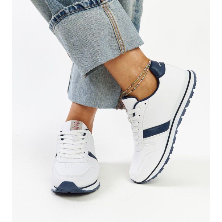 Jūrinės mėlynos ir baltos spalvos moteriški kedai CROSS JEANS
