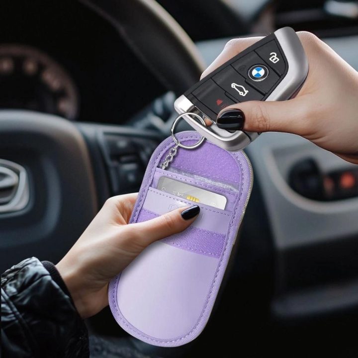 (RFID) blokuojantis automobilio raktų dėklas – violetinė