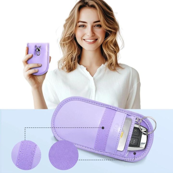 (RFID) blokuojantis automobilio raktų dėklas – violetinė