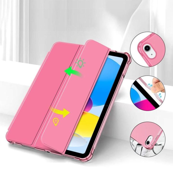 Hybrid dėklas iPad 10/2022 modeliui - rožinė spalva - permatomas