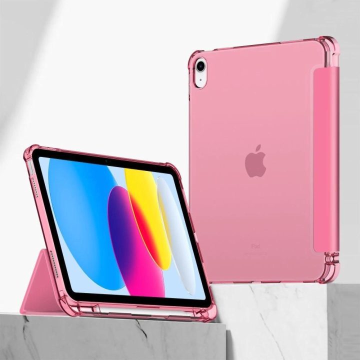 Hybrid dėklas iPad 10/2022 modeliui - rožinė spalva - permatomas