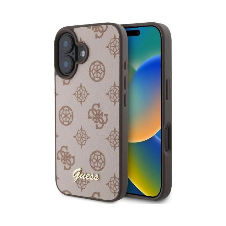 Guess Peony Script MagSafe“ dėklas iPhone 16“ – rudas
