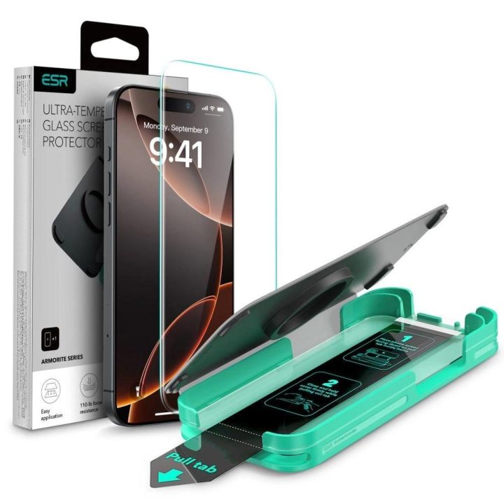 grūdintas stiklas iPhone 16 Pro Max“ – su juodu rėmeliu