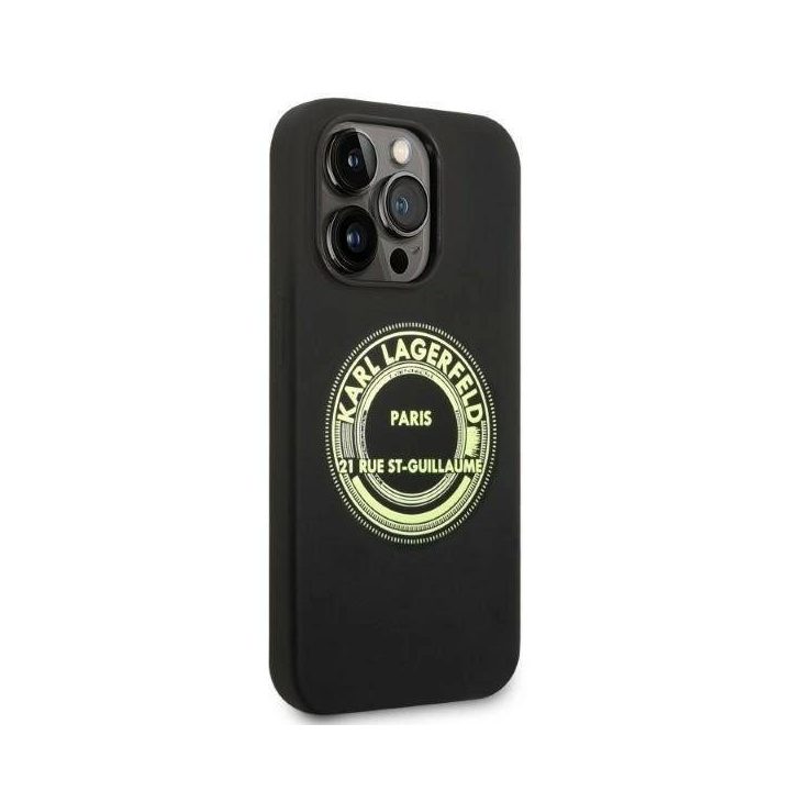 Karl Lagerfeld“ silikoninis RSG dėklas iPhone 14 Pro“ – juodas