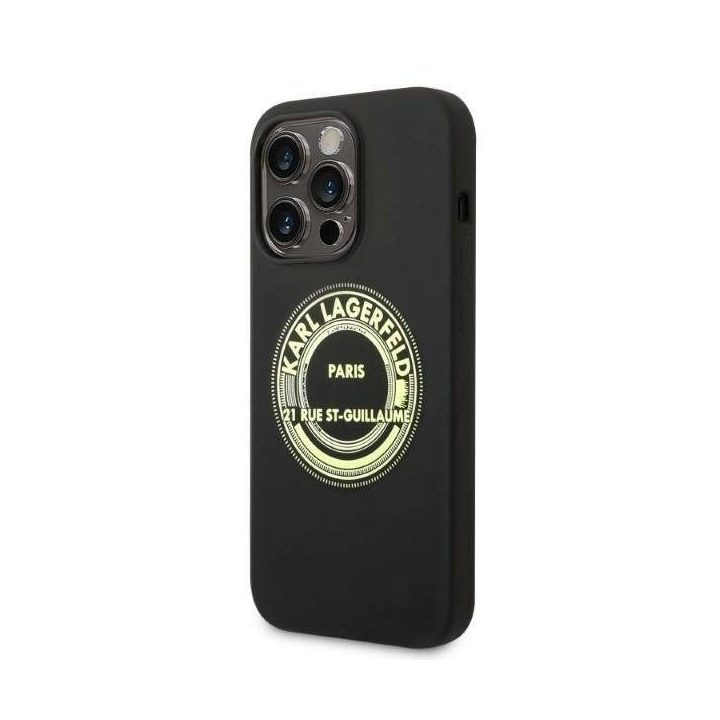 Karl Lagerfeld“ silikoninis RSG dėklas iPhone 14 Pro“ – juodas