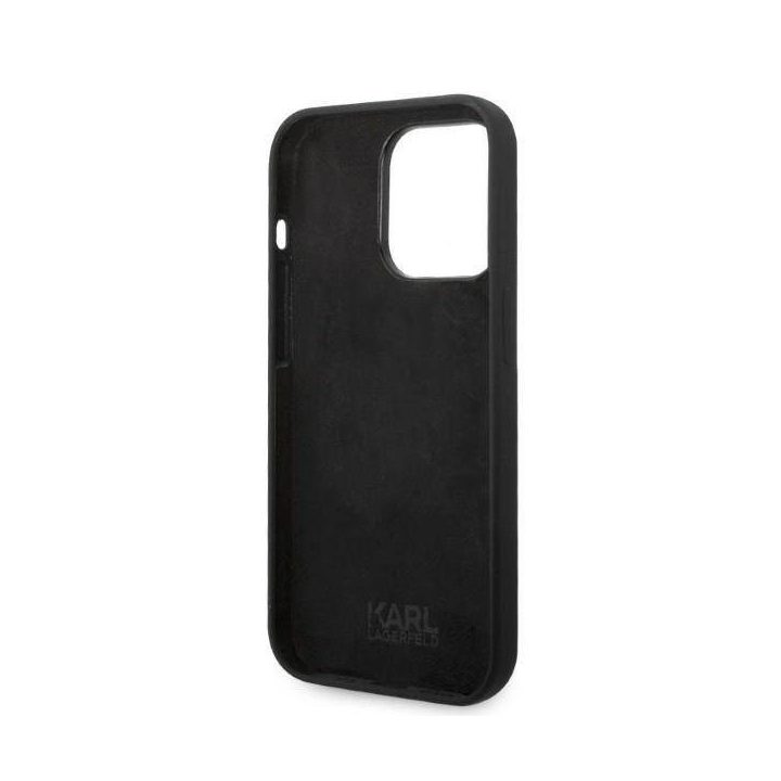 Karl Lagerfeld“ silikoninis RSG dėklas iPhone 14 Pro“ – juodas